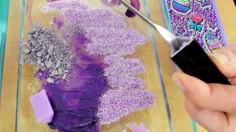 Pink vs Purple - Mixing Makeup Eyeshadow Into Slime! Special Series 83 Satisfying Slime Video