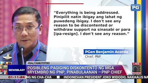 Posibleng pagiging diskontento ng mga miyembro ng PNP, pinabulaanan