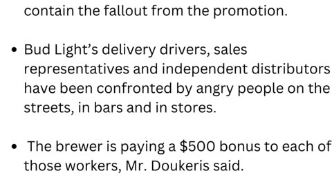 Bud Light is paying $500 bonus to worker amid angry harassment on the streets