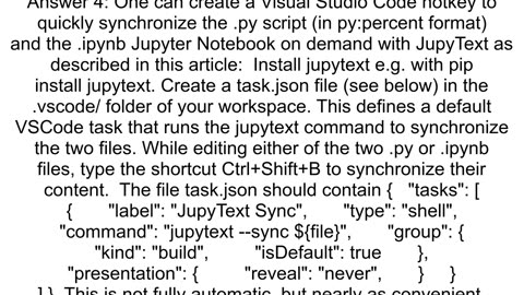 How to config automatic sync Jupyter notebook ipynb and py files in VSCode eg by using Jupytext