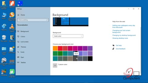 How to change desktop background Colour in windows 10