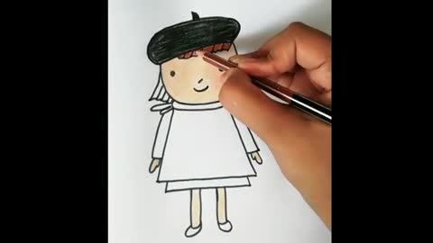 how to draw cute girl / colouring