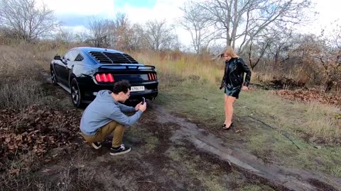 Arrogant Lucy getting stuck on ford Mustang and punishes her assistant
