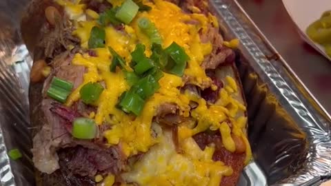 The best loaded baked potato in Las Vegas is at Big Bz BBQ