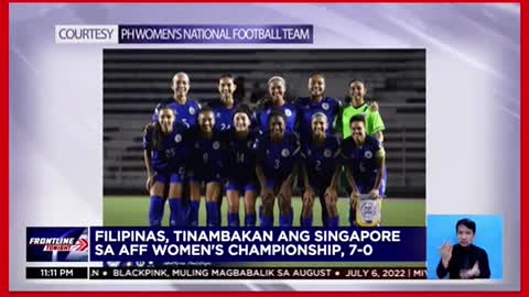 Filipinas, tinambakan angSingapore sa AFF Women'sChampionship