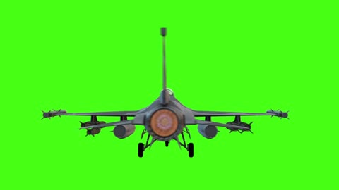 Fighter plane on green background