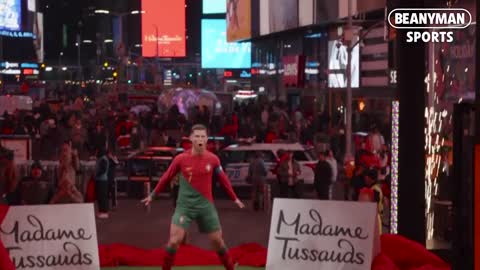 Cristiano Ronaldo TAKES OVER Times Square to unveil Madame Tussauds wax figure