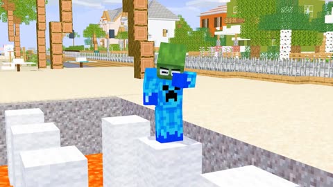 Monster school ICE Family Zombie and Fire Herobrine Clean Beach - Sad Story - Minecraft Animation
