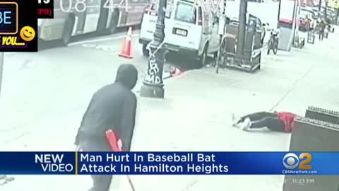 ARMED MAN WITH A BASEBALL BAT, HITS ANOTHER MAN RIGHT BEHIND THE HEAD 😲😲 u