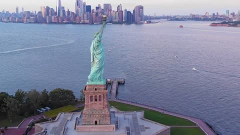 Statut Of Liberty 4k Drone