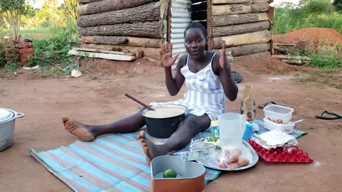 Baking my birthday cake in the village using sand__ Village celebrations__ Part 1