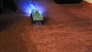 Puppy Likes Playing with RC Truck