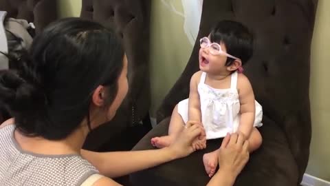 Baby Girl Wears Glasses for First Time