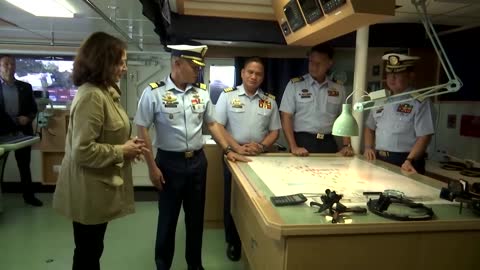 U.S. Harris visits island on edge of contested S. China Sea