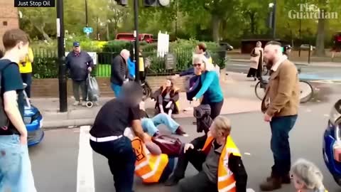 Motorists drag Just Stop Oil protesters off central London road