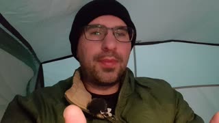 Vlog in a tent before going to bed.