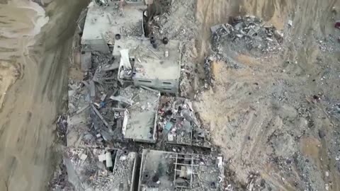 Drone footage of the destruction in Palestine Square in Gaza City.