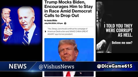 Trump Trolls Biden Encourages Him To Stay In The Race... #VishusTv 📺