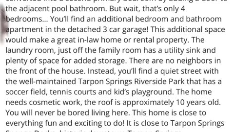 Spacious Tarpon Springs Home - $649,900 | 5 Bed, 4 Bath | Private Pool | Multi-Generational Option