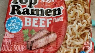 Eating Nissin Top Ramen Beef Flavor, Dbn, MI, 10/7/23