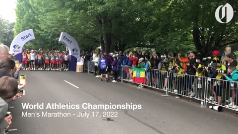 Men's marathon runners set off during the World Athletics Championships Oregon22 in Eugene