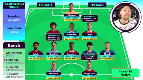 FPL GW34 best possible team