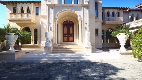 12,000 sq ft Waterfront Luxury Resort Style Florida Mansion, Privately Gated 3 Acres Estate!