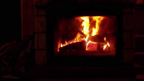 Relaxing fireplace ambience with rain and thunder for relax, study, concentration, deepsleep