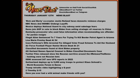 Thursday, January 12, 2023 News Blast. #Enoch #NewsBlastReading #NBR