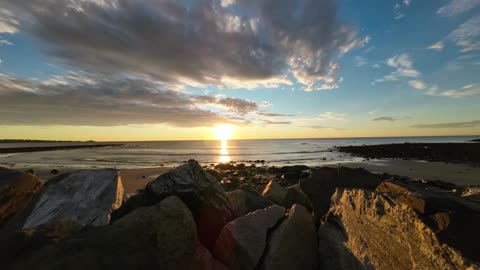 Sun set view in deep ocean