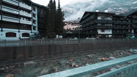 Walking in the Rain, Zermatt Switzerland and Mattervispa, Rain and City Sounds