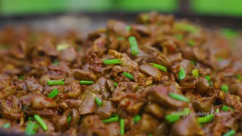 2000 chicken Hearts fry spicy Hearts recipe cooking in Village chicken parts recipe