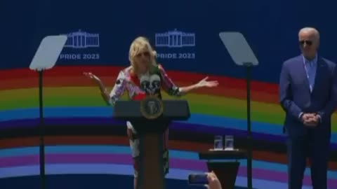 Jill Biden celebrates Pride with the LGBTQ flag draped over the White House