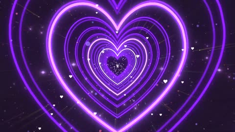 526. Neon Lights Love Heart Tunnel💜Purple Heart Background T