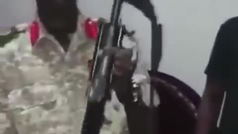 Sudan soldier testing bullet proof