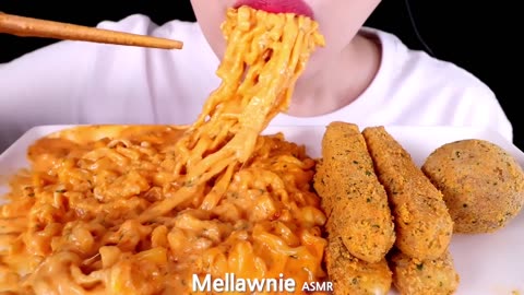 ASMR CHEESY CARBO FIRE NOODLES, CHEESE BALL, CHEESE STICKS