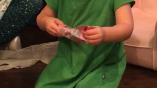 Toddler Is Thrilled to Get Toothbrushes