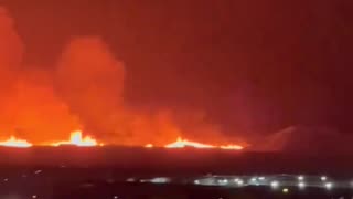 Large-scale fissure over created by the eruption of the volcano near Grindavík Iceland