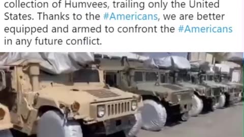 Taliban thanking Biden for gifting them with the2nd largest collection of Humvees.