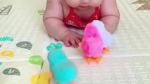 Cute Baby chicken toys😘😍 _ funny babies funny moment