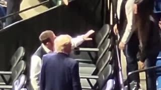 President Donald Trump at the NCAA Division I Wrestling Championships in Tulsa, Oklahoma