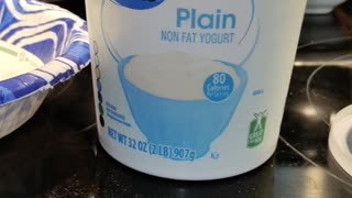 Eating Great Value Plain Nonfat Yogurt, Dbn, MI, 5/12/24