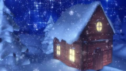 Animated screen christmas decoration chalet with snow