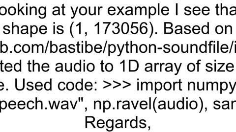 Getting soundfileLibsndfileError Error opening 39speechwav39 Format not recognized when giving 2D n