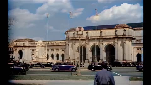 Washington D.C 1930s in color, Union Station [60fps,Remastered] w_sound design added