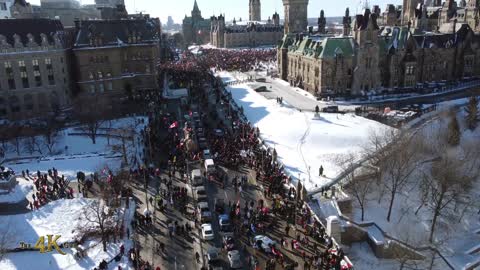 Incredible Drone Footage If Massive Crowd At Parliament In Canada