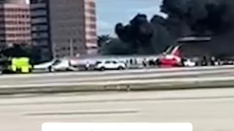 Plane crash-lands and catches on fire at Miami International Airport