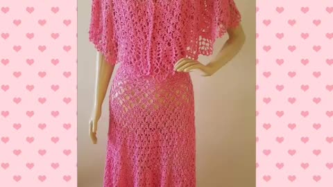 Beautiful crochet dress Rita pink pattern