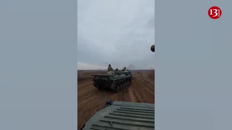 A column of armored combat vehicles of Ukrainian army on its way to battle in southern front