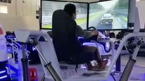 6dof multi-directional dynamic racing simulator, 3 screens for visual enjoyment